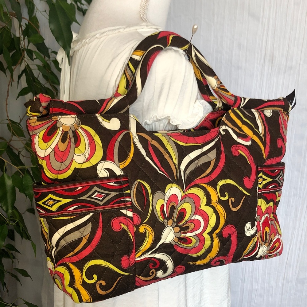 Vintage AVON Gabby Puccini double handle purse wide bottom base red brown NWOT